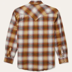 Stetson Rust Plaid Flannel Western Shirt Brown Clearance
