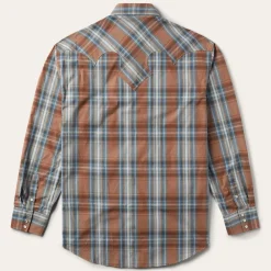 Stetson Rustic Plaid Western Shirt Brown Clearance