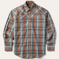Stetson Rustic Plaid Western Shirt Brown Hot
