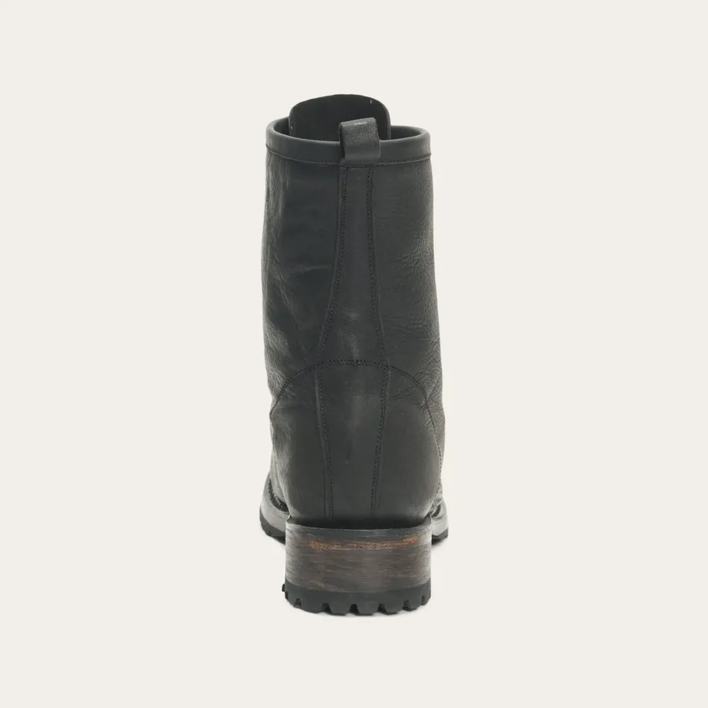 Stetson Sam Lace Up Leather Lug Boots Black Online