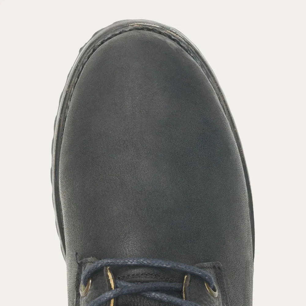 Stetson Sam Lace Up Leather Lug Boots Black Online