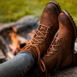 Stetson Sam Lace Up Oiled Suede Lug Boots Brown Hot