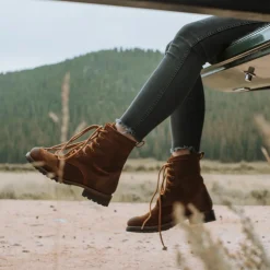 Stetson Sam Lace Up Oiled Suede Lug Boots Brown Hot