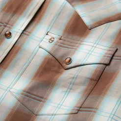 Stetson Sand Ombre Plaid Western Shirt Brown Hot