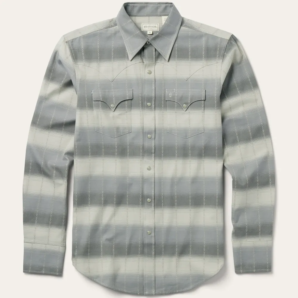 Stetson Serape Dobby Twill Western Shirt Brown Clearance