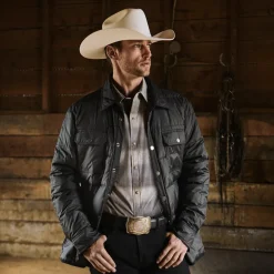 Stetson Serape Dobby Twill Western Shirt Brown Clearance