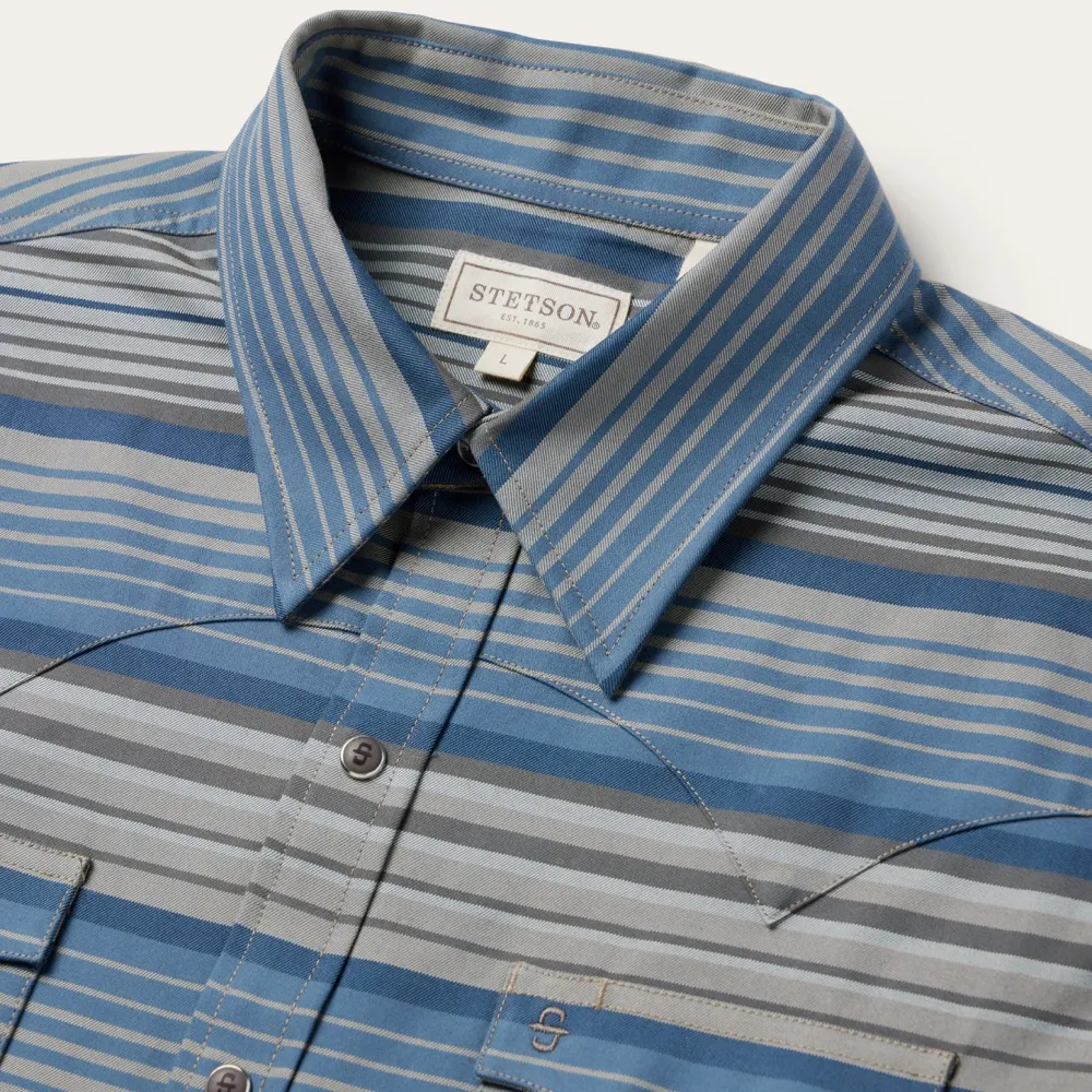 Stetson Serape Stripe Western Shirt Blue Best