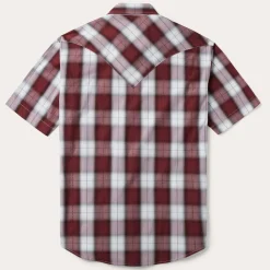 Stetson Shadow Plaid Short Sleeve Western Shirt Wine New