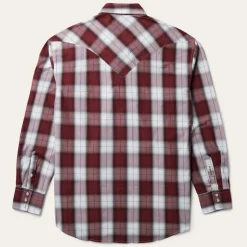 Stetson Shadow Plaid Western Shirt Wine Hot