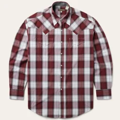 Stetson Shadow Plaid Western Shirt Wine Discount