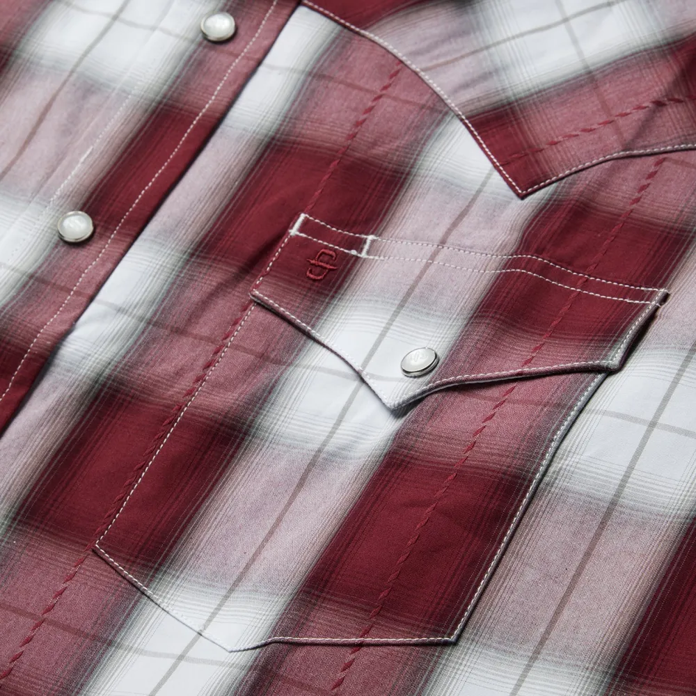 Stetson Shadow Plaid Western Shirt Wine Discount
