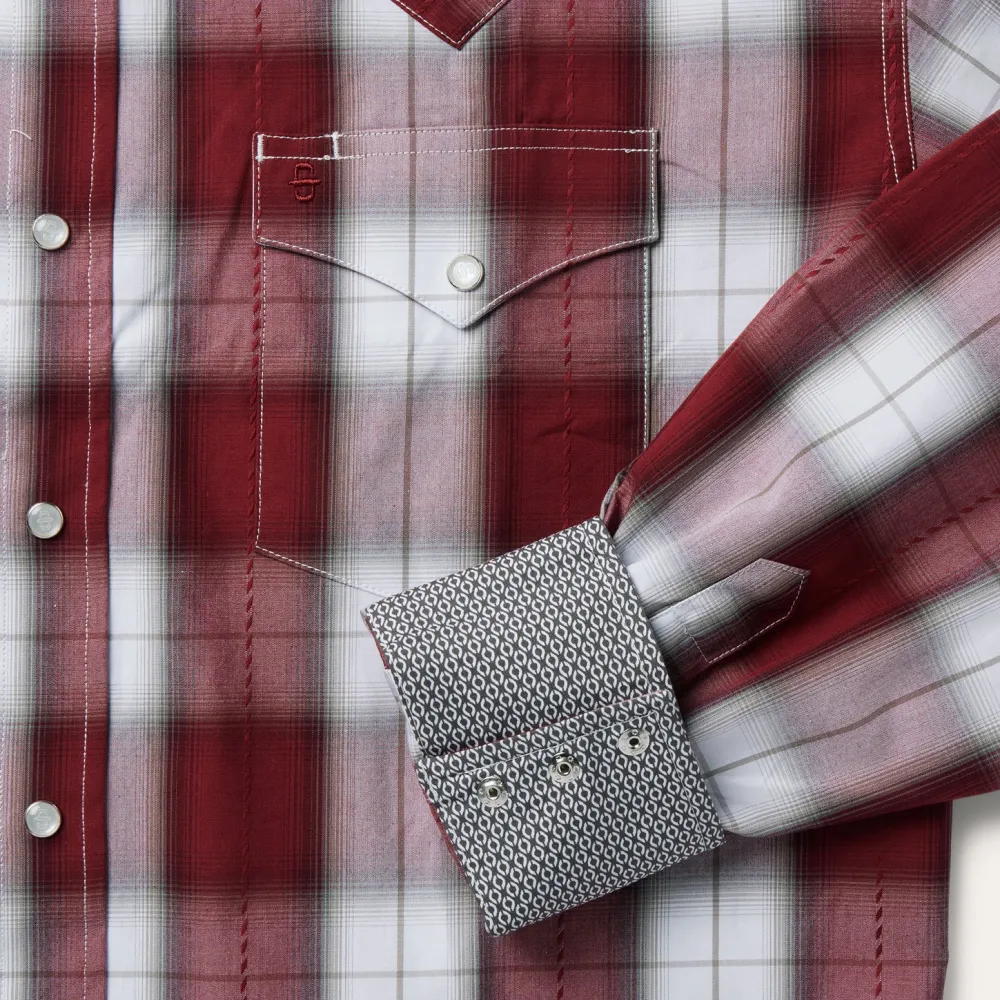 Stetson Shadow Plaid Western Shirt Wine Discount