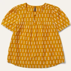 Stetson Short-Sleeved Aztec Blouse Yellow Discount