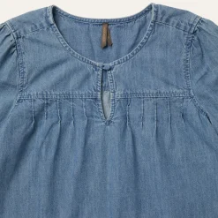 Stetson Short-Sleeved Denim Blouse Blue Clearance