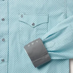 Stetson Silver Diamond Neat Print Western Shirt Blue Sale