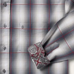 Stetson Smoke Ombre Plaid Button Front Shirt Grey Best