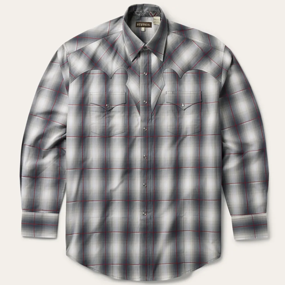 Stetson Smoke Ombre Western Shirt Grey New