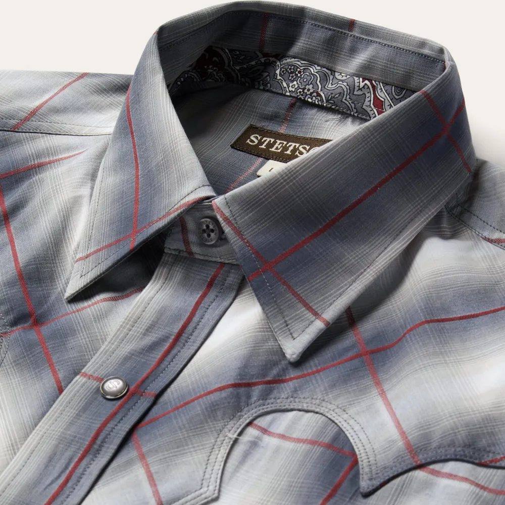 Stetson Smoke Ombre Western Shirt Grey New
