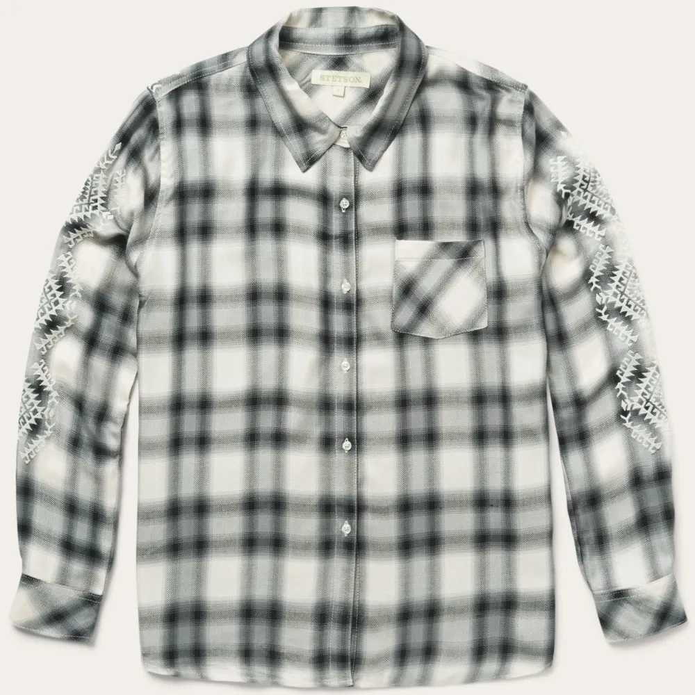 Stetson Smokey Ombre Plaid Shirt Grey Sale
