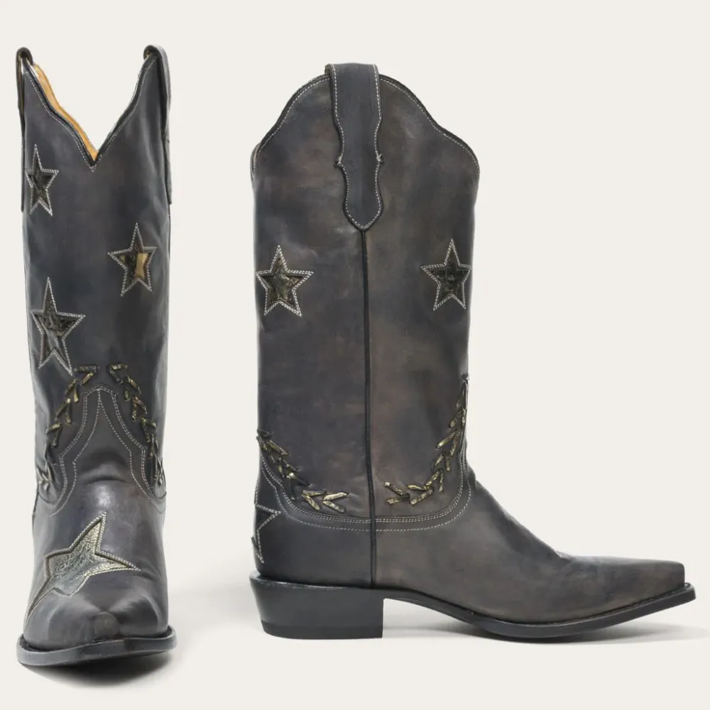 Stetson Star Distressed Cowboy Boot Black Best