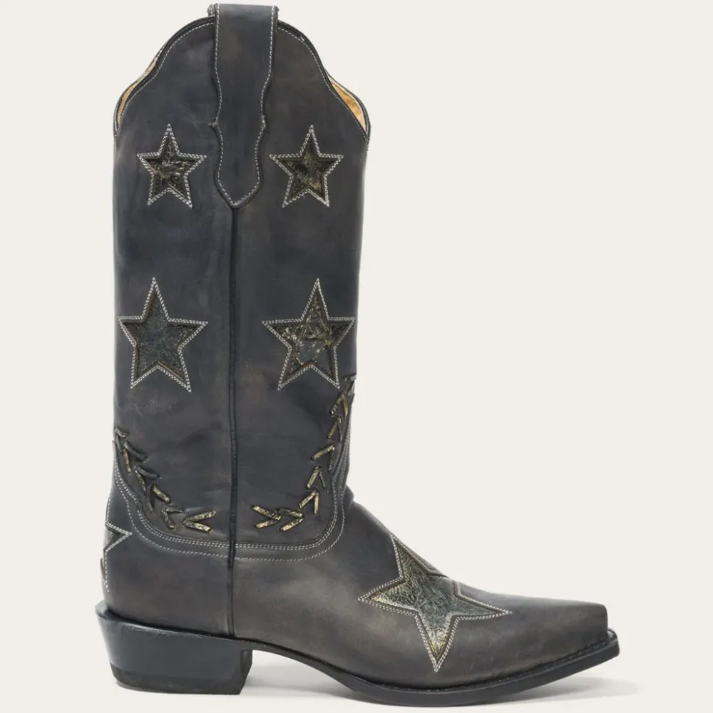 Stetson Star Distressed Cowboy Boot Black Best