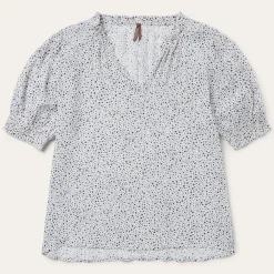 Stetson Stars Print Peasant Blouse White