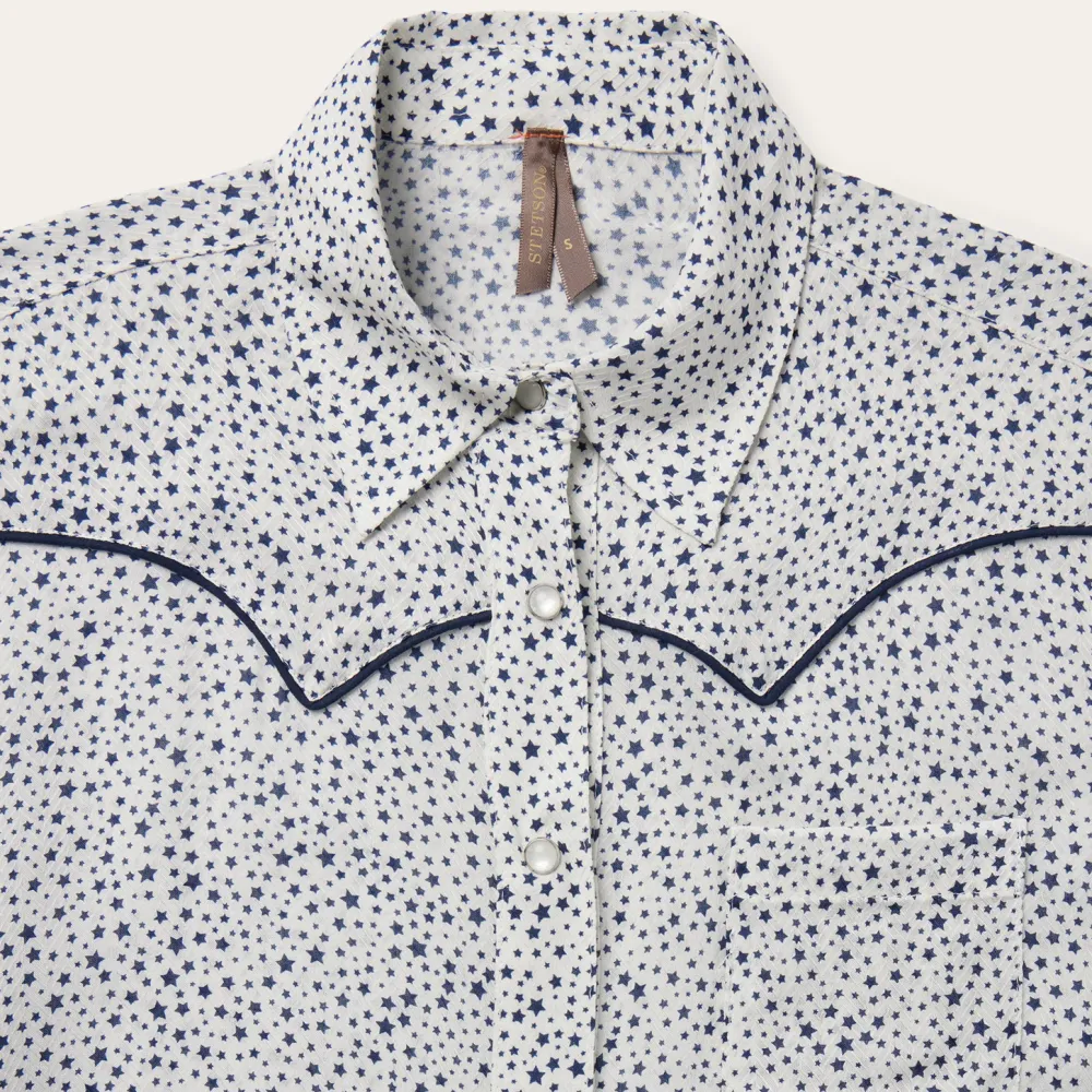 Stetson Stars Print Western Blouse White Outlet