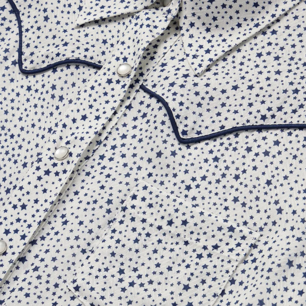 Stetson Stars Print Western Blouse White Outlet