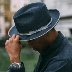 Stetson Stratoliner Hemp Fedora Navy Outlet