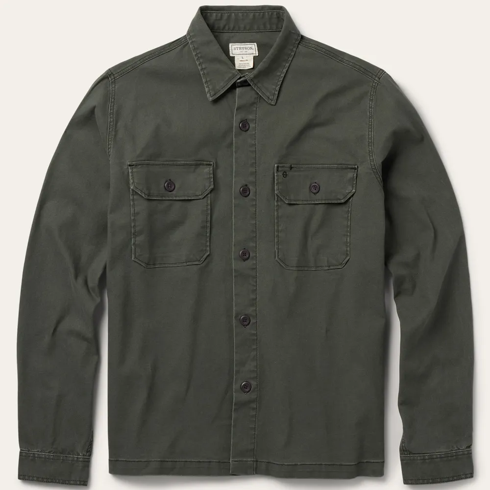 Stetson Stretch Canvas Jac-Shirt Green Discount