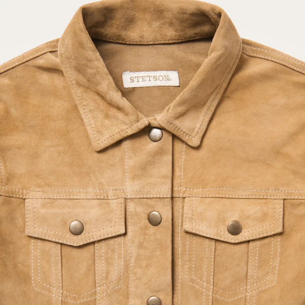 Stetson Suede Denim Shirt Jacket Brown New