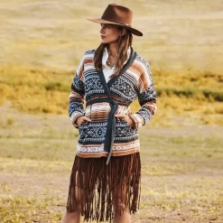 Stetson Suede Fringed Skirt Brown