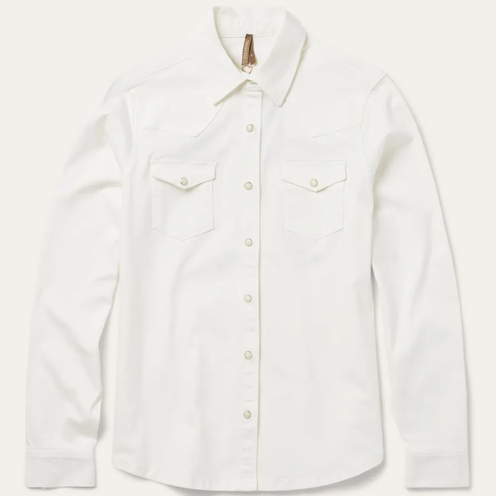 Stetson Western Embroidered Denim Shirt White Discount