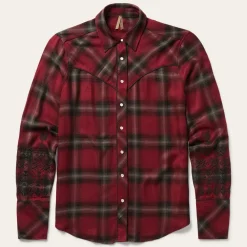 Stetson Western Plaid Blouse Wine Best