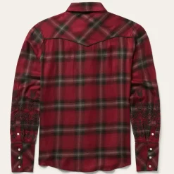 Stetson Western Plaid Blouse Wine Best