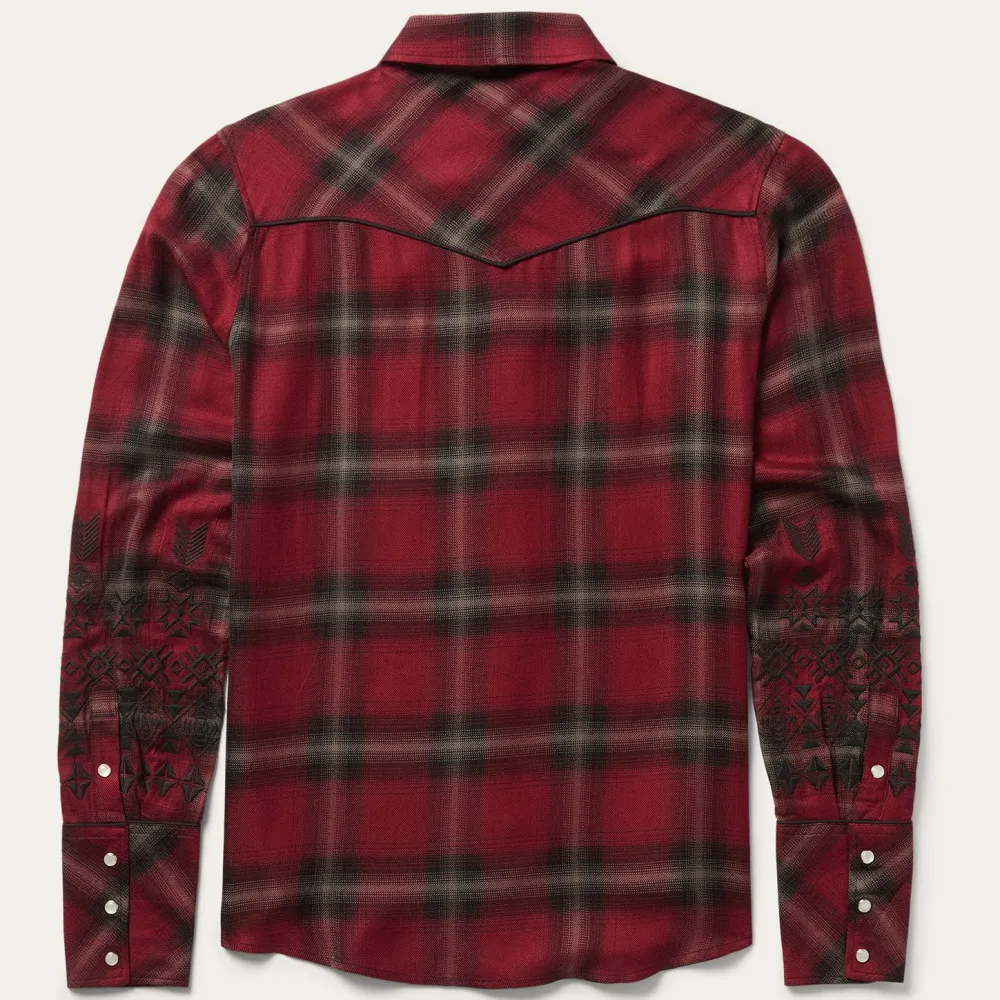 Stetson Western Plaid Blouse Wine Best