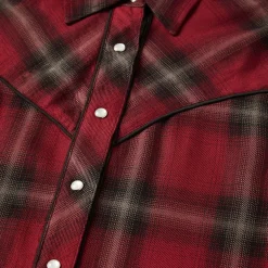 Stetson Western Plaid Blouse Wine Best