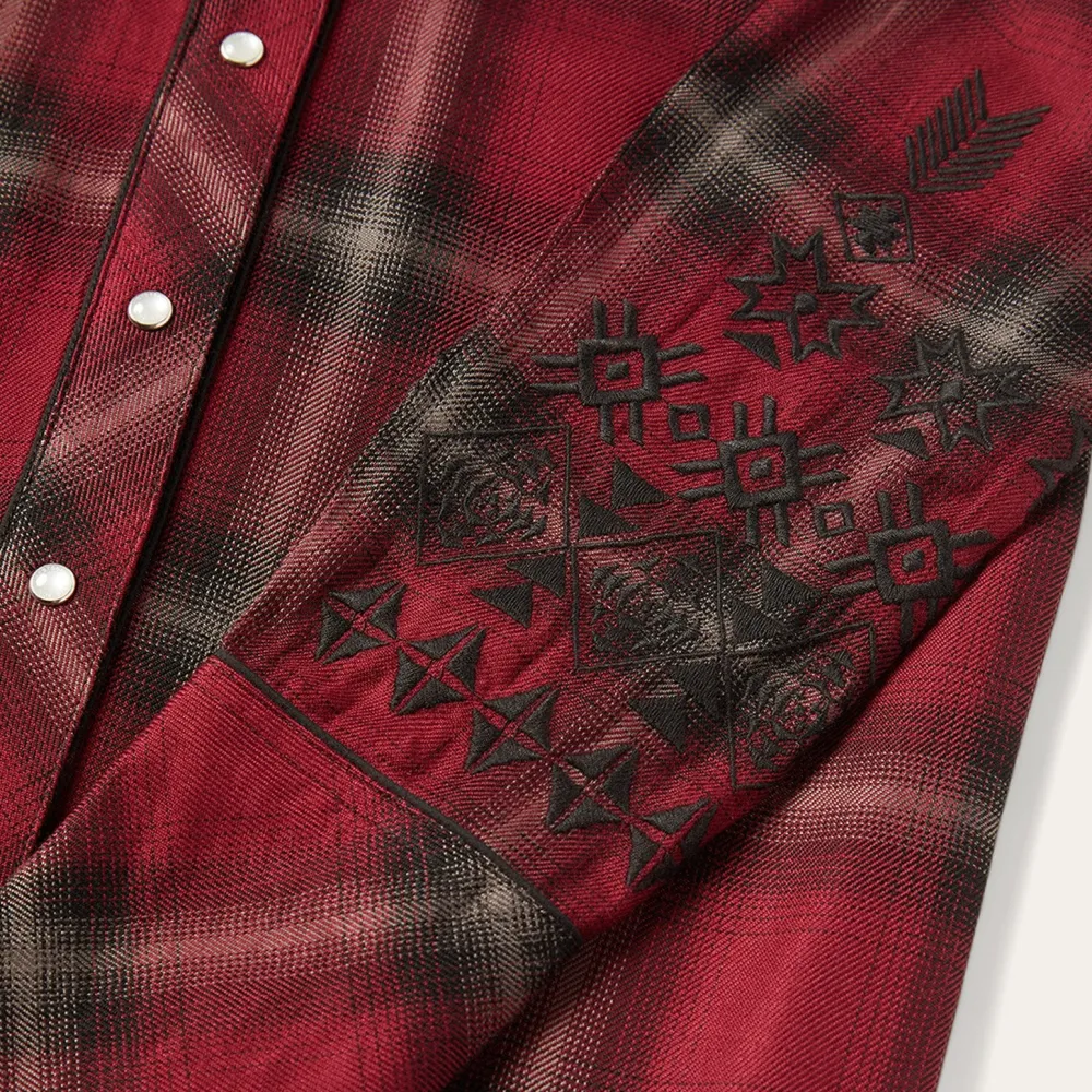 Stetson Western Plaid Blouse Wine Best