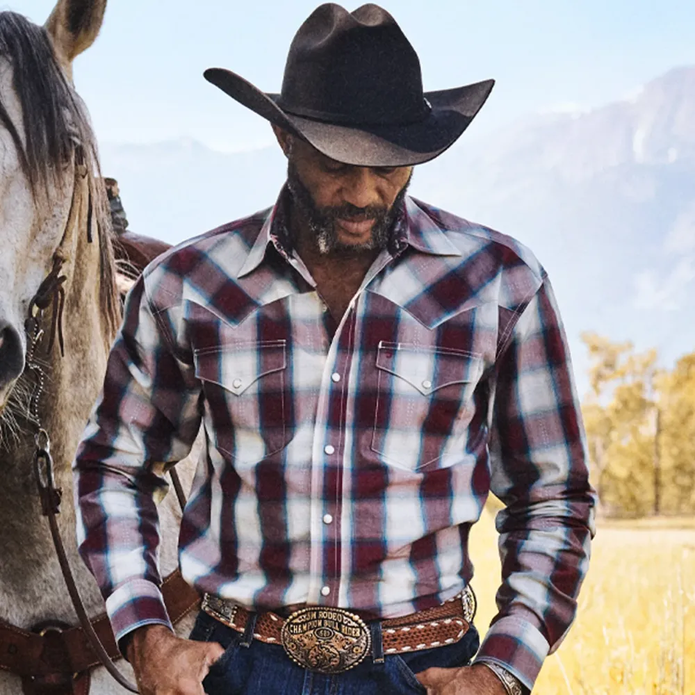 Stetson Plaid Shirt Wine Hot