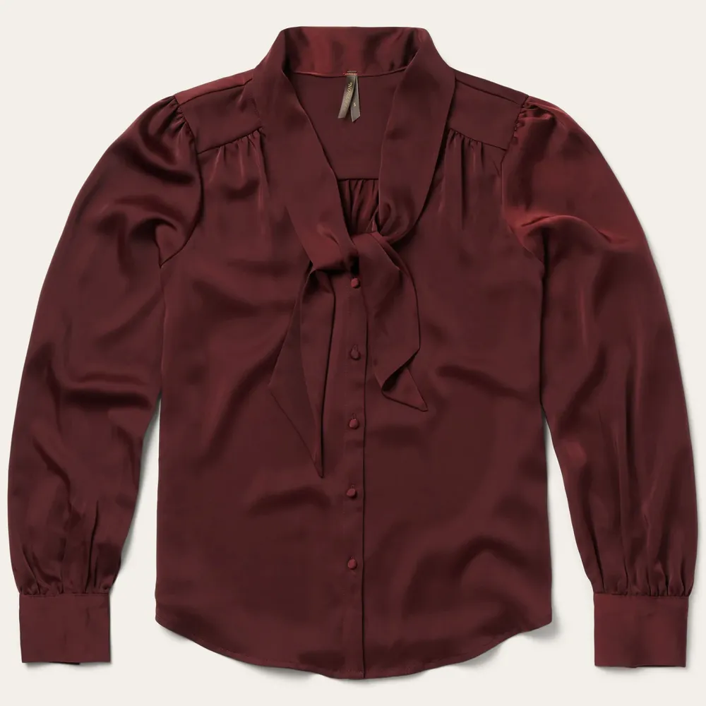 Stetson Wine Satin Blouse Red Hot
