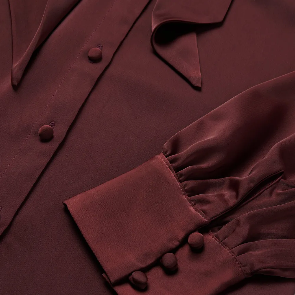 Stetson Wine Satin Blouse Red Hot
