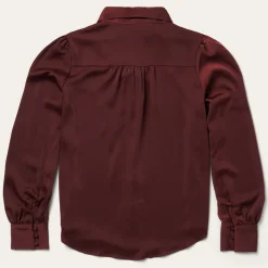 Stetson Wine Satin Blouse Red Clearance