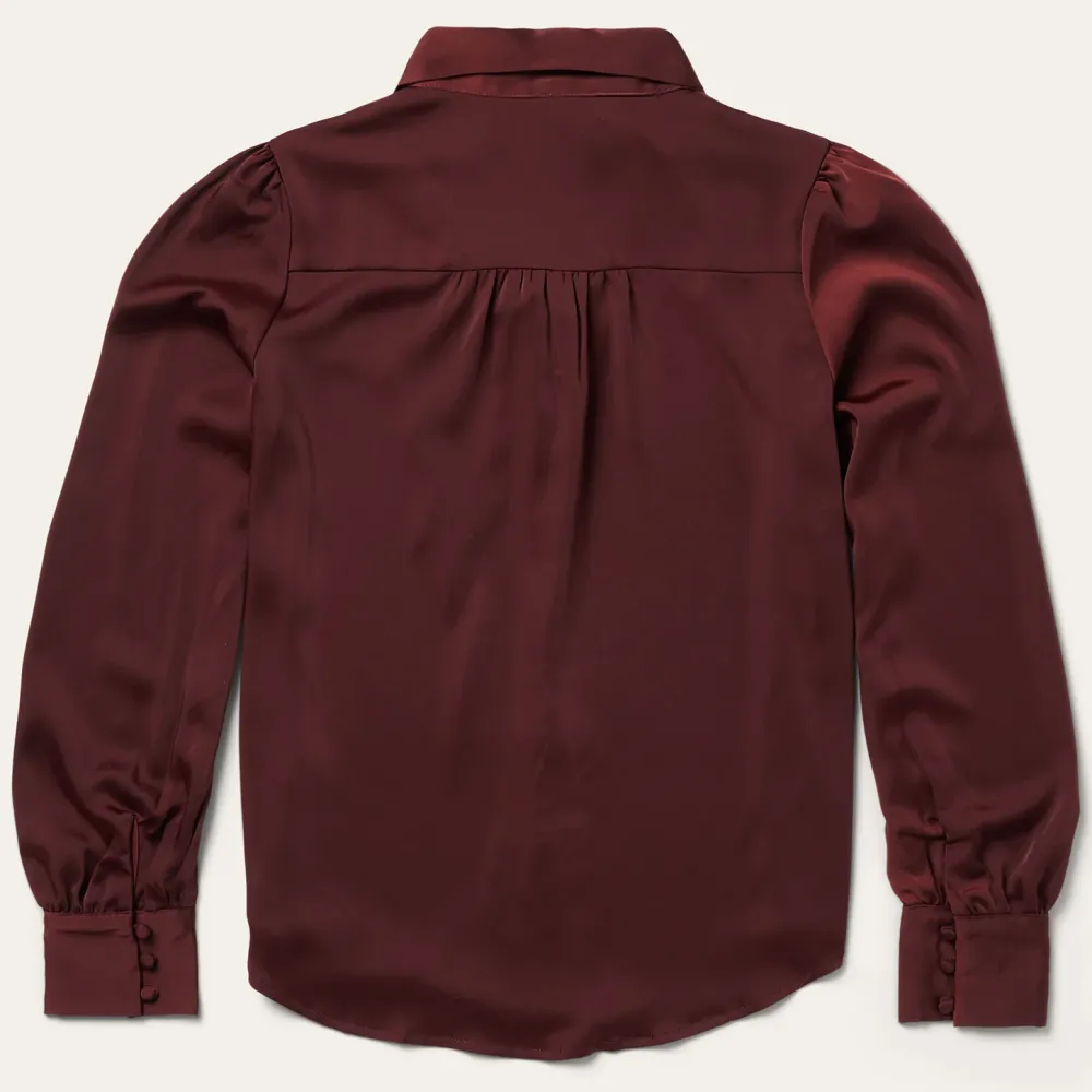 Stetson Wine Satin Blouse Red Clearance