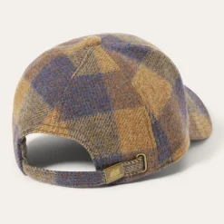 Stetson Wool Check Baseball Cap Cognac/Sand/Blue New