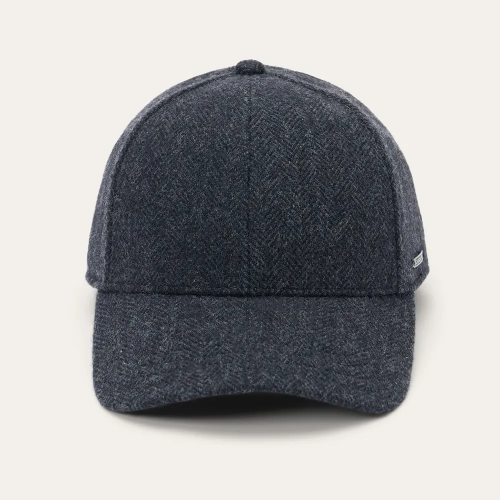 Stetson Wool Herringbone Baseball Cap Dark Grey Herringbone New