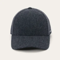Stetson Wool Herringbone Baseball Cap Dark Grey Herringbone Sale