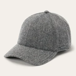 Stetson Wool Herringbone Baseball Cap Anthra Melange Herringbone Clearance