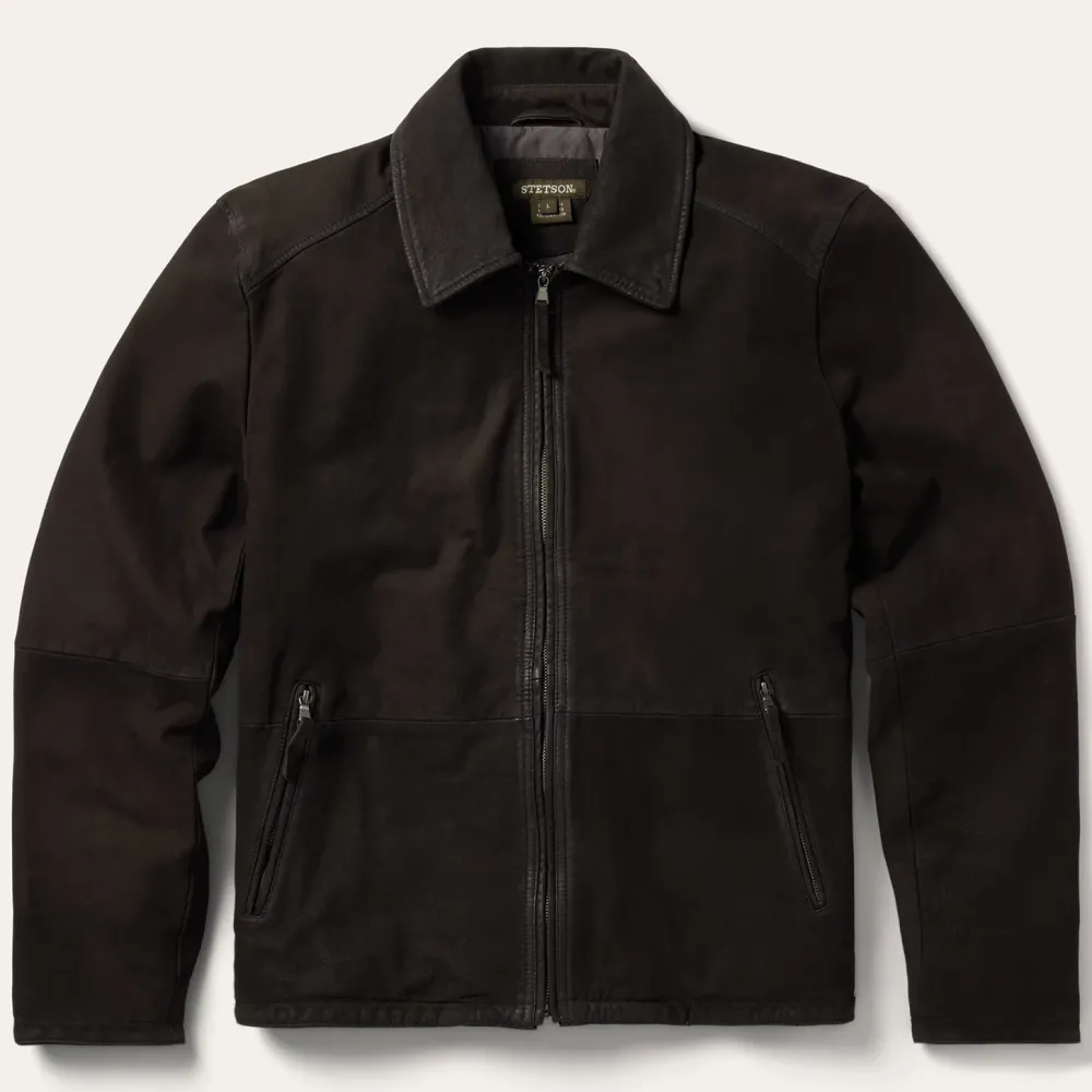 Stetson Zip Front Suede Leather Jacket Brown Outlet