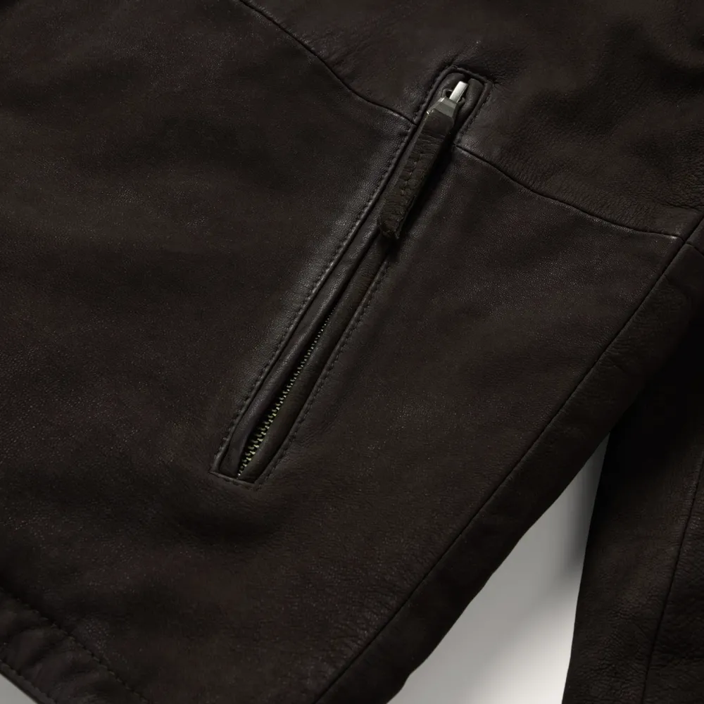 Stetson Zip Front Suede Leather Jacket Brown Outlet