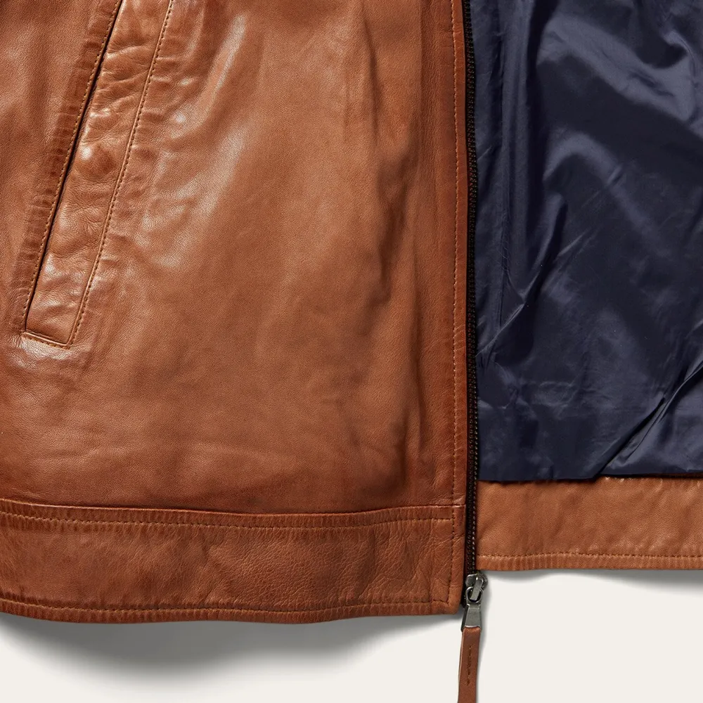 Stetson Zip-Front Lightweight Leather Jacket Brown Hot